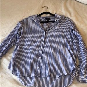 J Crew blue and white striped shirt